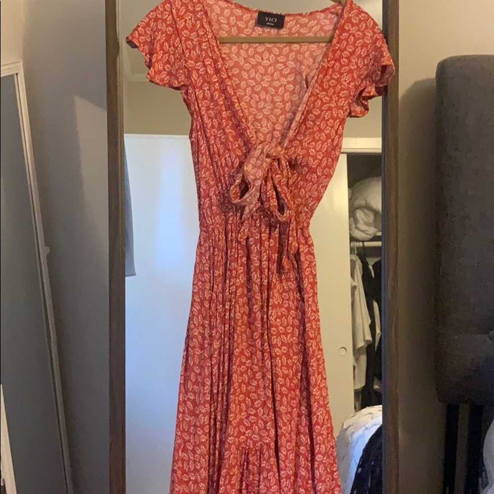 Vici high low tie front dress